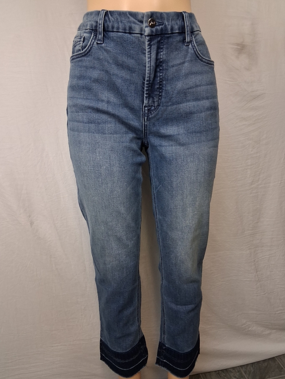 Jen 7 High-Rise Cropped Women's Jeans in Medium Blue Size 12